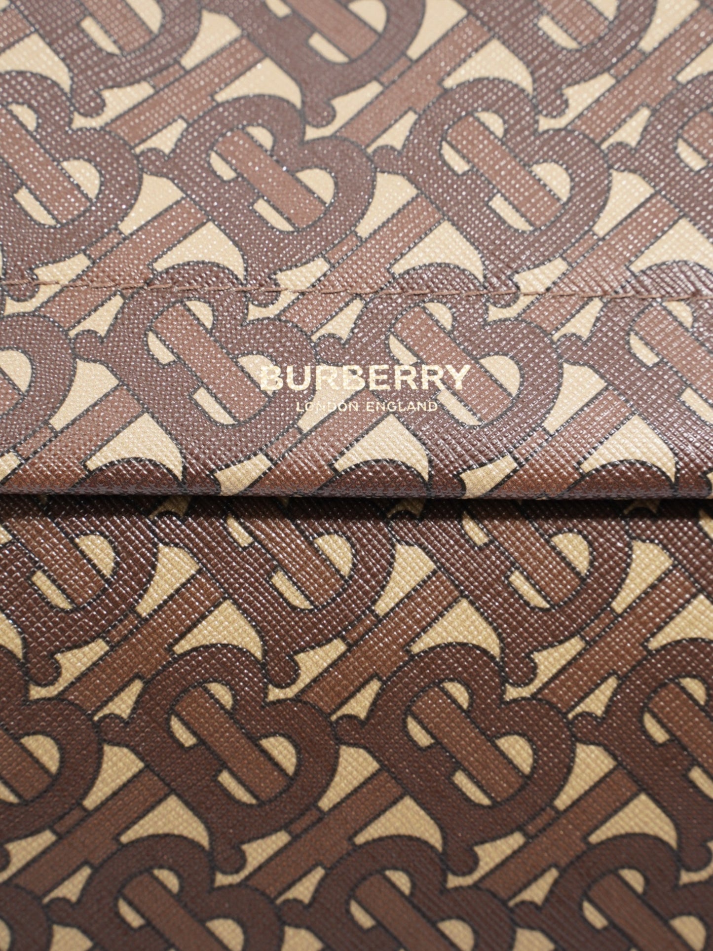 Burberry TB Monogram Belt Bag Brown / White Coated Canvas XL