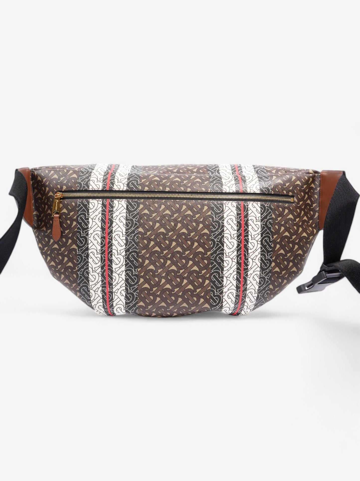 Burberry TB Monogram Belt Bag Brown / White Coated Canvas XL