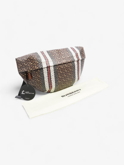 Burberry TB Monogram Belt Bag Brown / White Coated Canvas XL