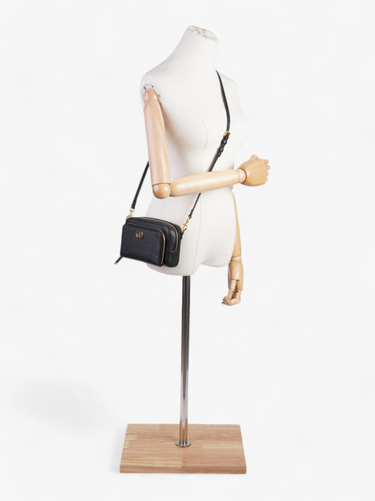 Christian Dior Caro Double Pouch Bag Black Calfskin Leather