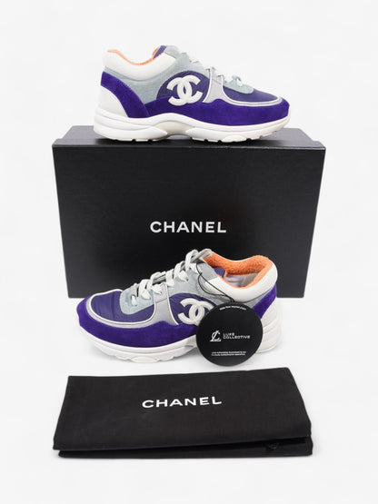 Chanel CC Logo Sneakers Blue / Navy / White Suede EU 37 UK 4
