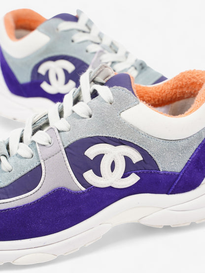 Chanel CC Logo Sneakers Blue / Navy / White Suede EU 37 UK 4