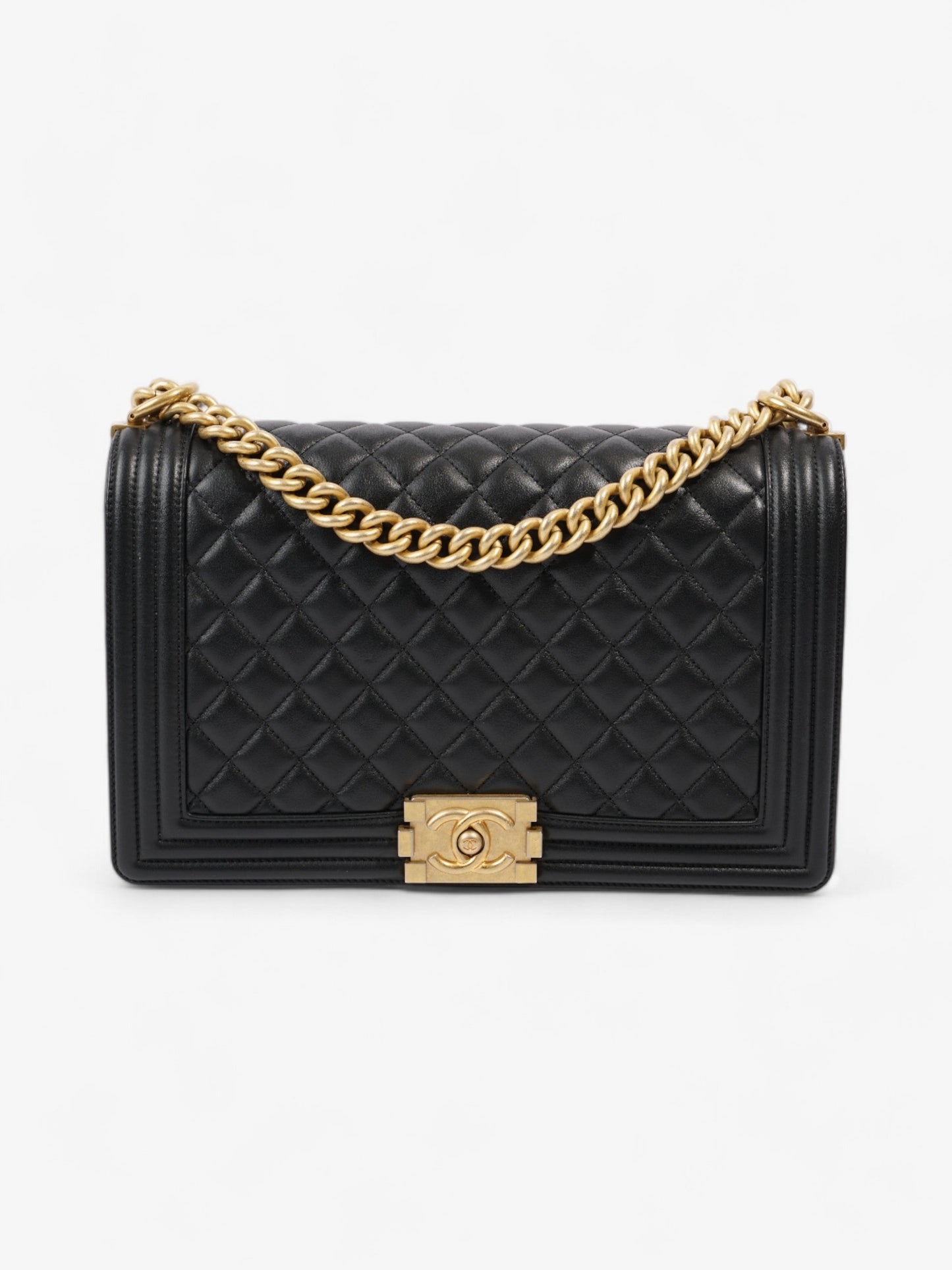 Chanel Boy Bag Black Lambskin Leather New Medium