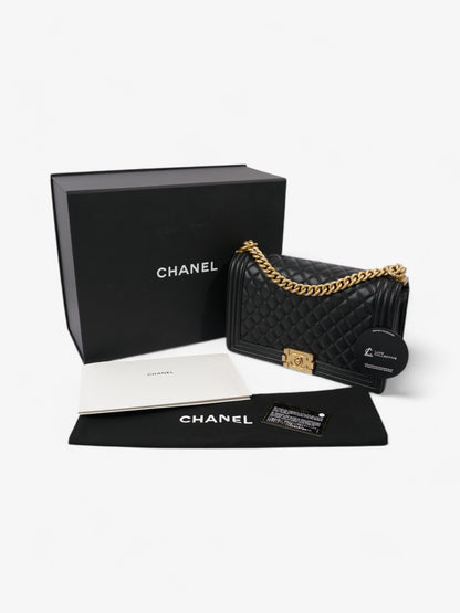 Chanel Boy Bag Black Lambskin Leather New Medium