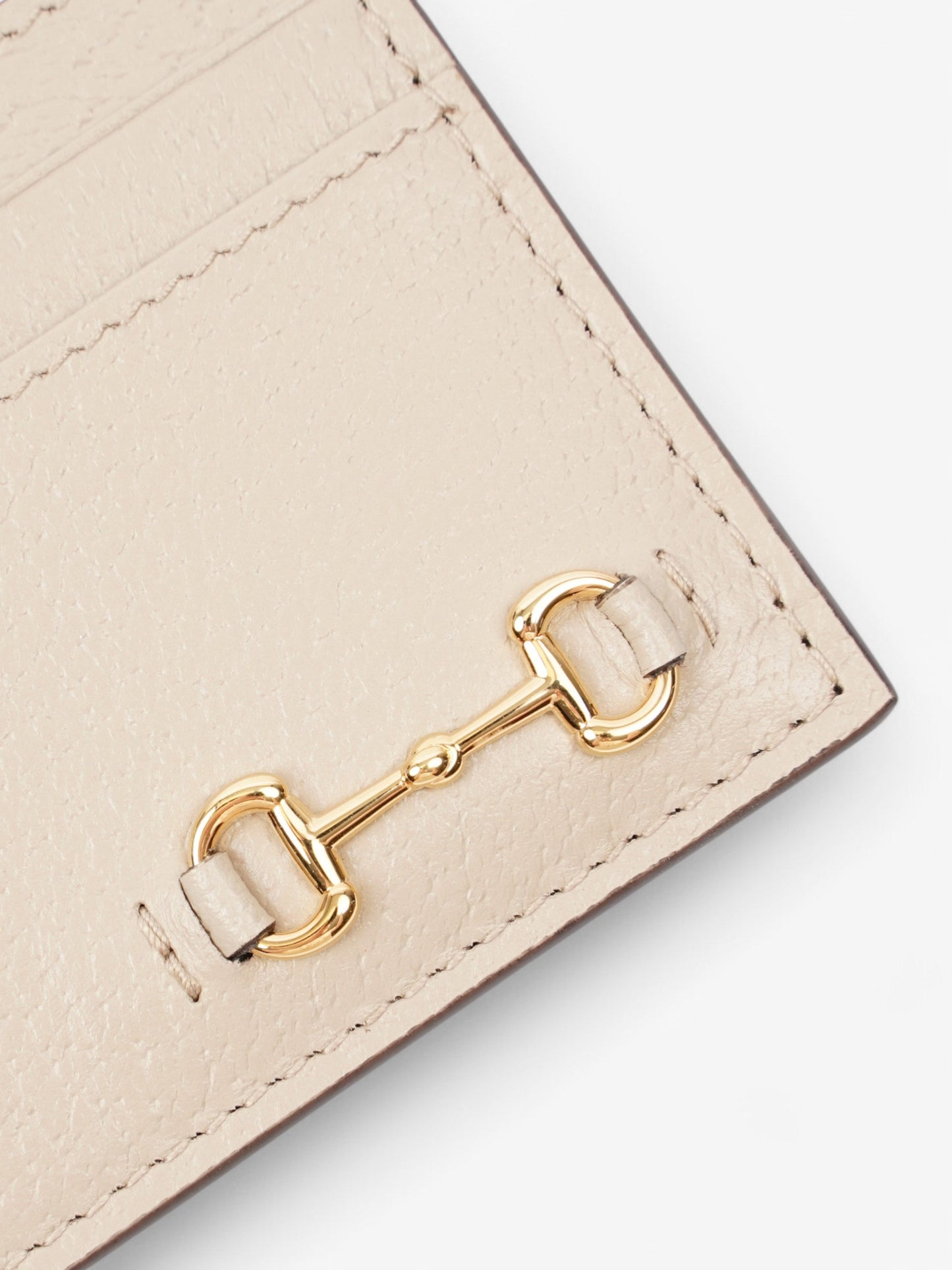 Gucci Horsebit 1955 Card Holder Beige / Gold Calfskin Leather