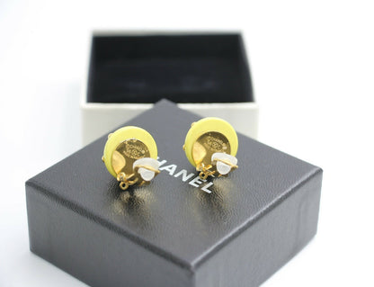Chanel Vintage 96C Resin Yellow Bean Clip-on Earrings