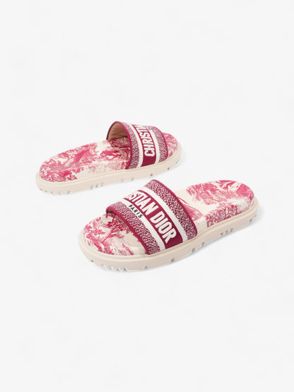 Christian Dior Dway Slides Burgundy / White Canvas EU 38 UK 5