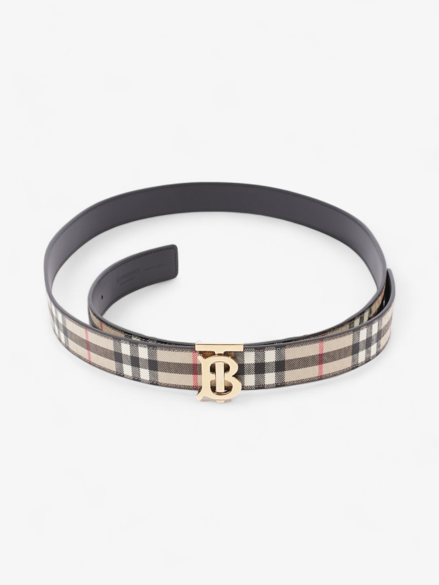 Burberry Reversible Check Belt Burberry Check / Black Coated Canvas L