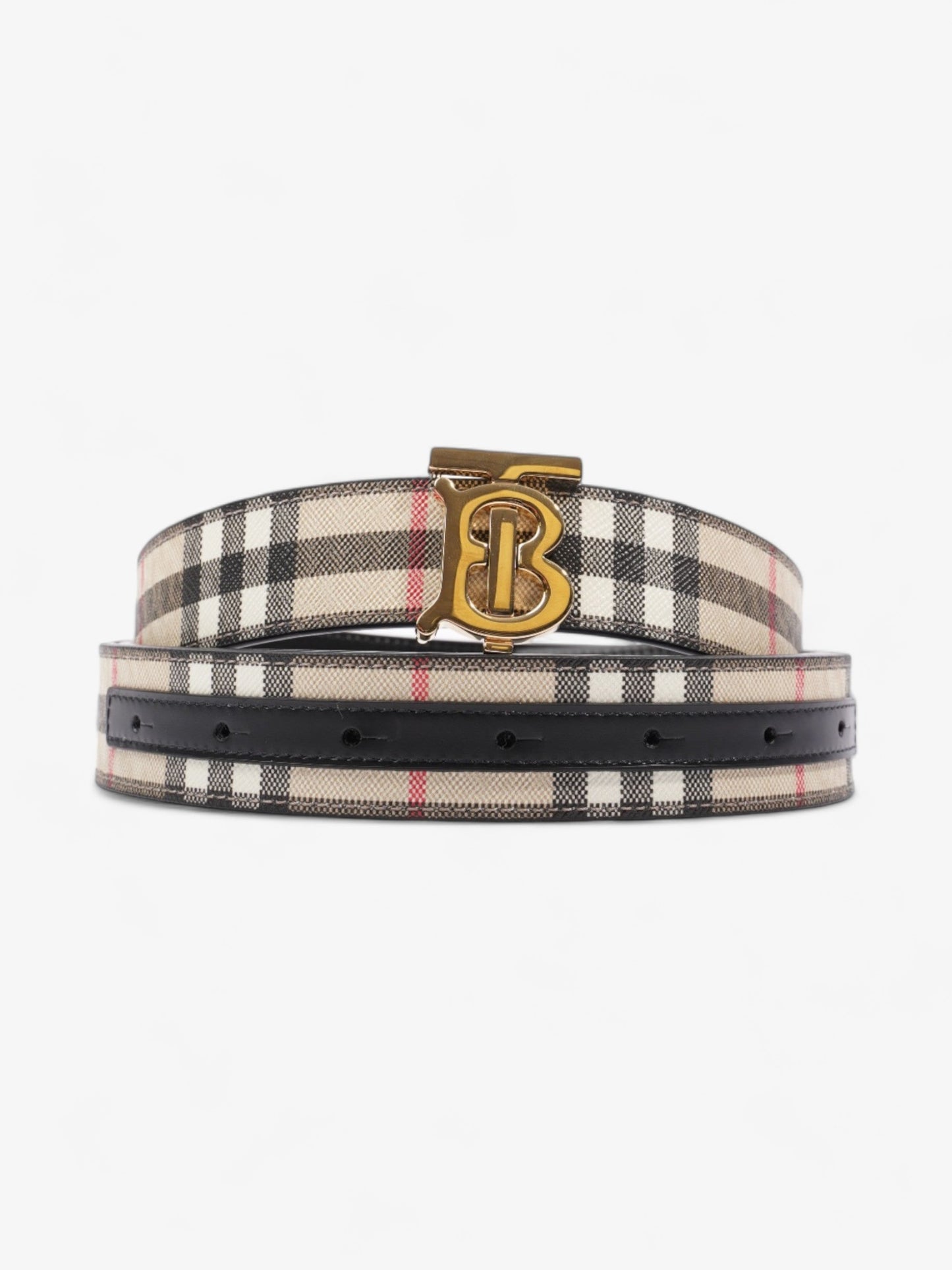 Burberry Reversible Check Belt Burberry Check / Black Coated Canvas L