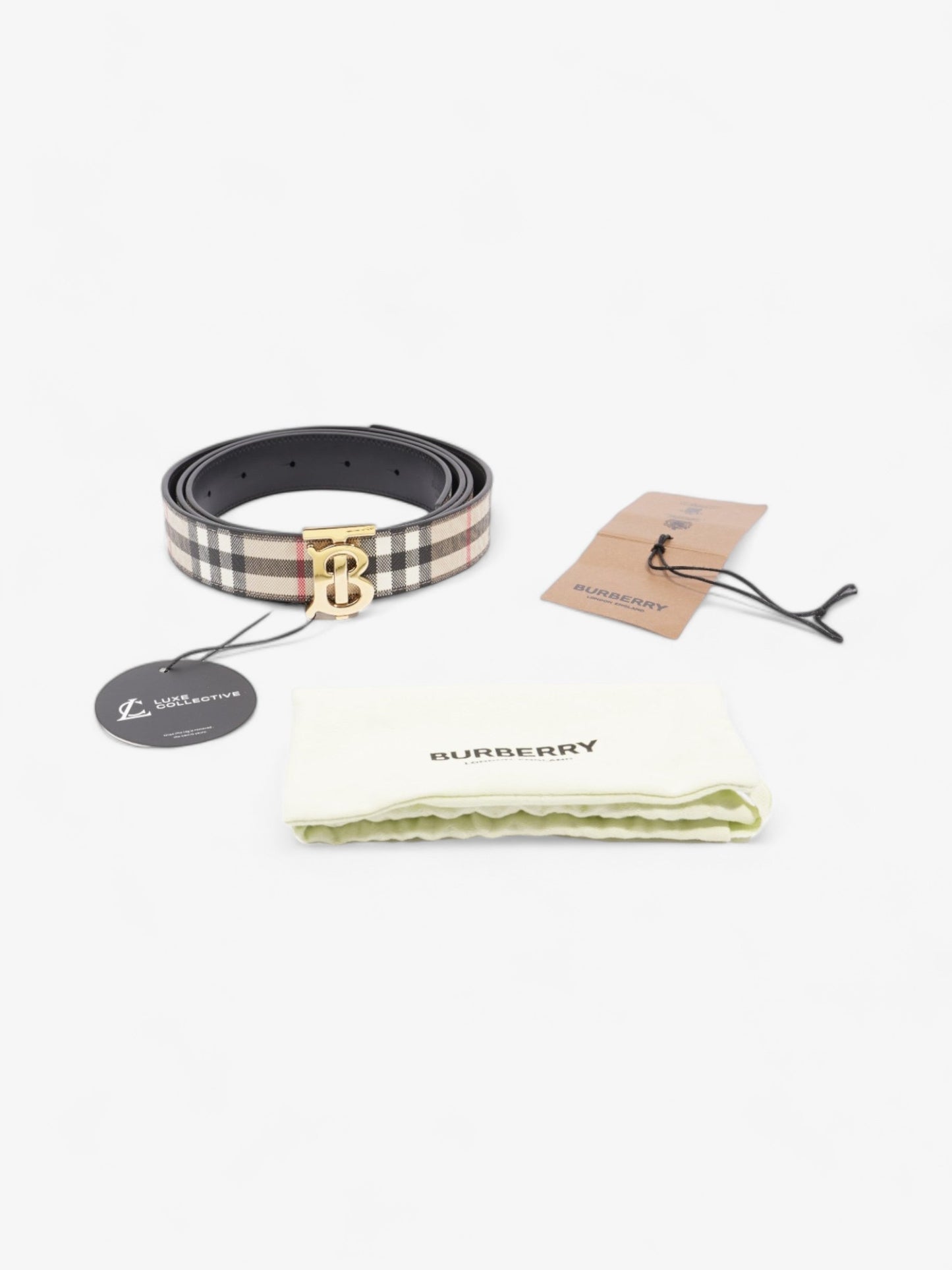 Burberry Reversible Check Belt Burberry Check / Black Coated Canvas L