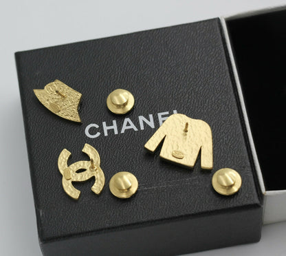 Chanel Vintage 02A Enamel Three-piece Hat Clothing CC Brooch