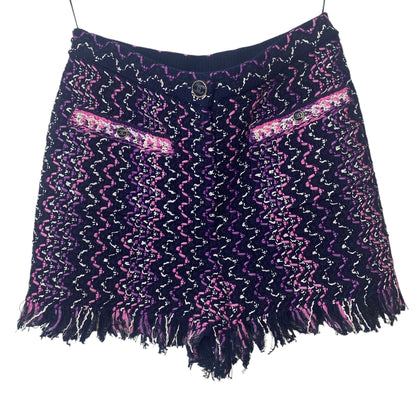 Chanel 21P Multicolor Tweed Fringe Shorts FR 38