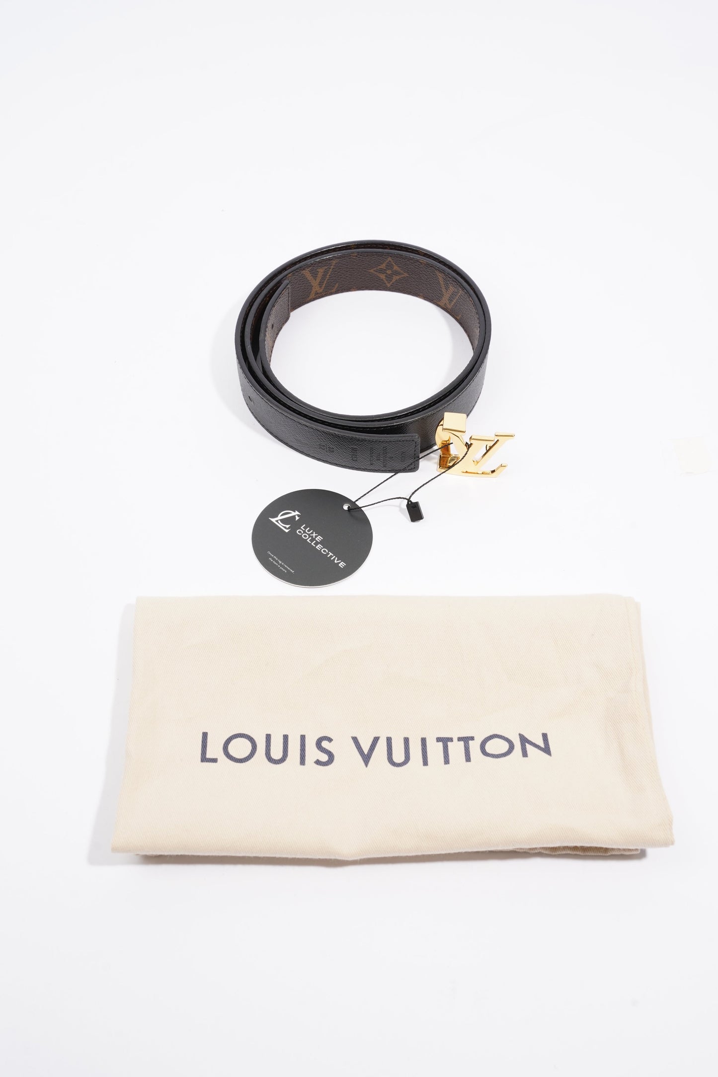 Louis Vuitton LV Initials Reversible Belt Monogram / Black Coated Canvas 80cm 32"