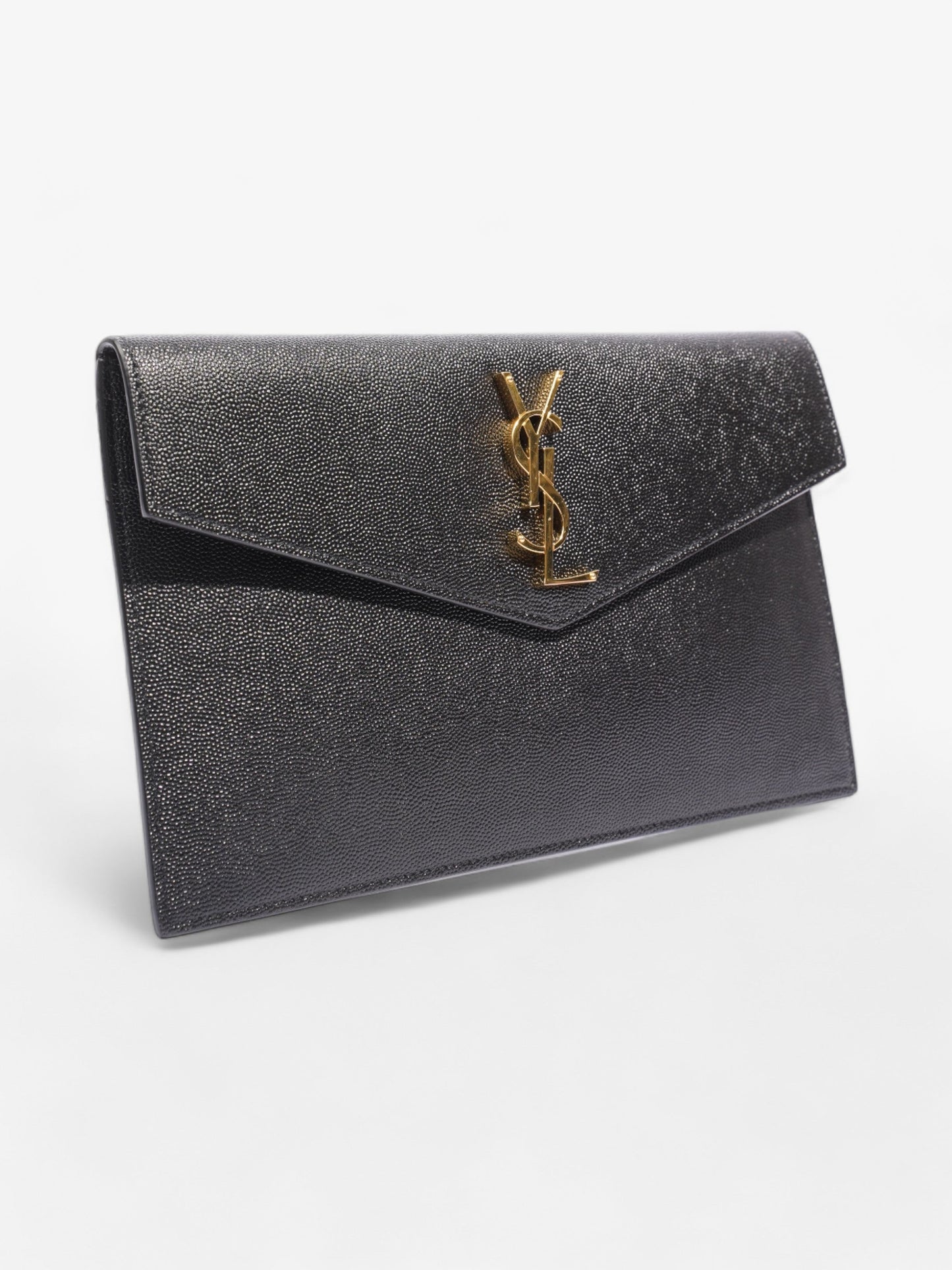 Saint Laurent Uptown Clutch Black Grained Leather