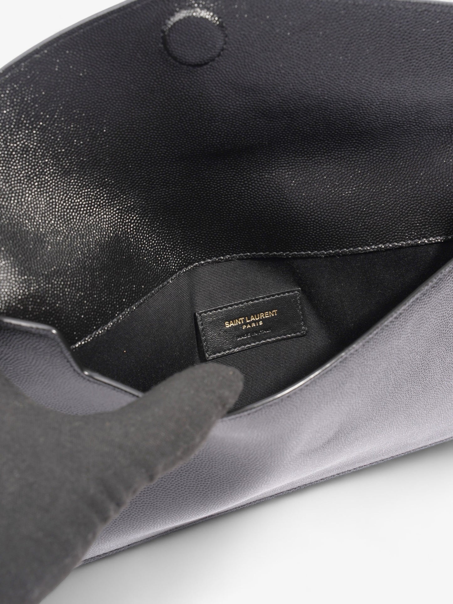 Saint Laurent Uptown Clutch Black Grained Leather