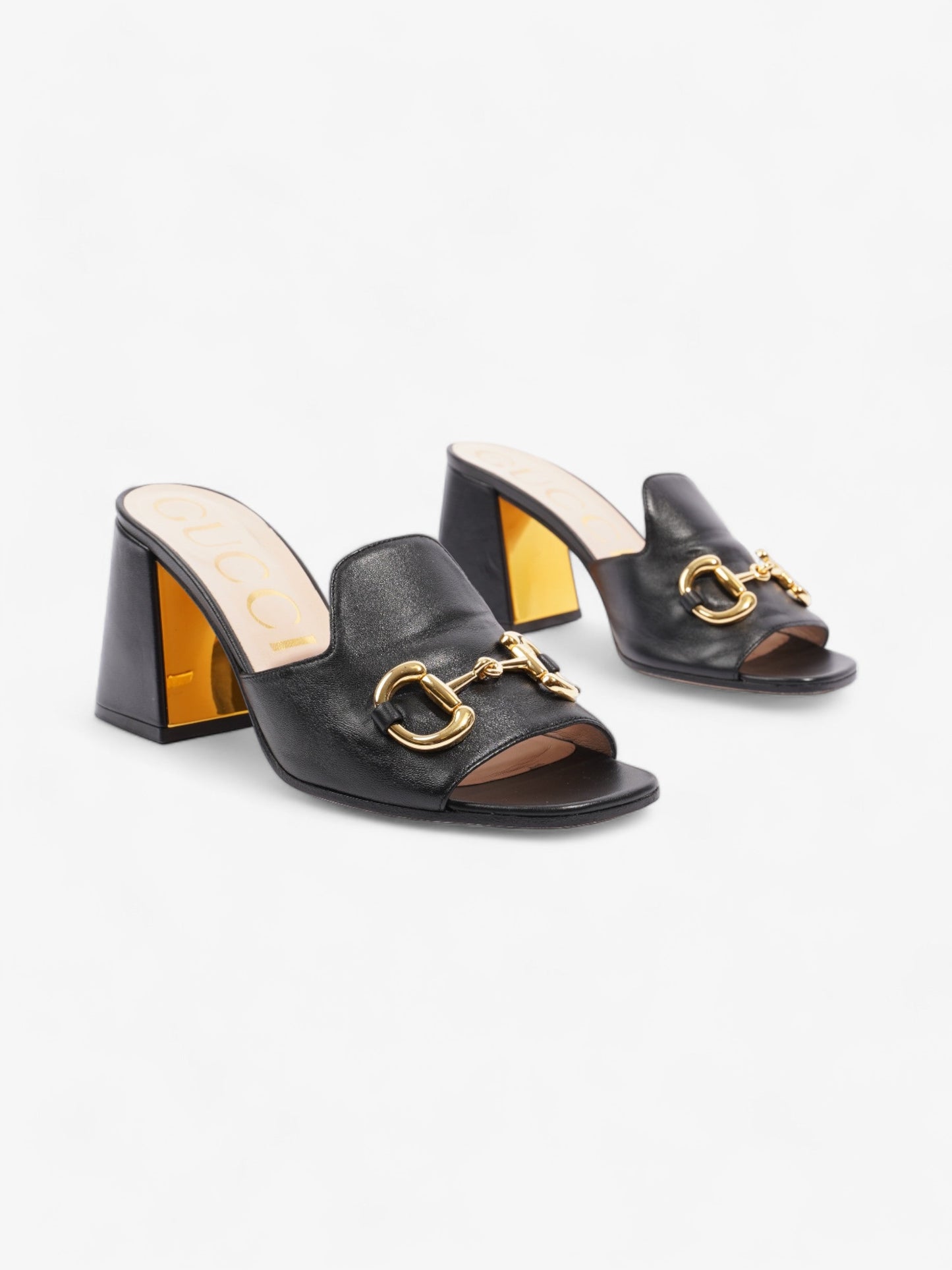 Gucci Horsebit Heeled Mules 80mm Black Leather EU 39 UK 6