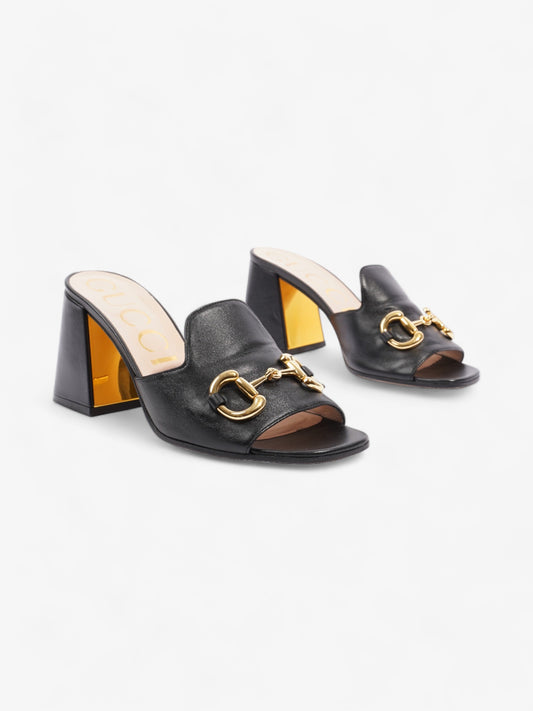 Gucci Horsebit Heeled Mules 80mm Black Leather EU 39 UK 6