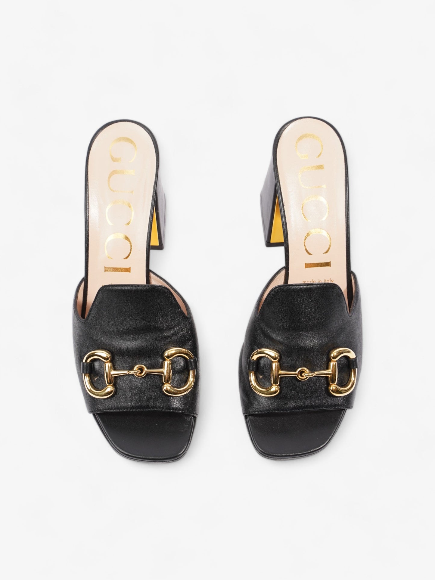 Gucci Horsebit Heeled Mules 80mm Black Leather EU 39 UK 6