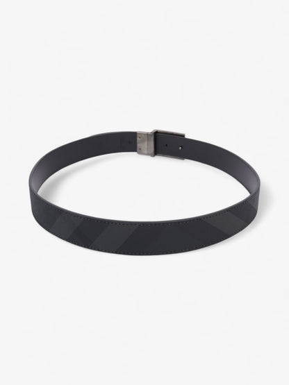 Burberry Reversible Plaque Buckle Check Belt Charcoal / Graphite / Silver Coated Canvas 90cm / 36"