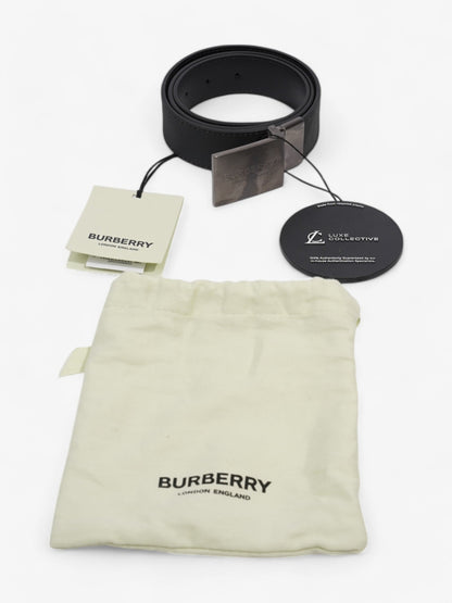 Burberry Reversible Plaque Buckle Check Belt Charcoal / Graphite / Silver Coated Canvas 90cm / 36"