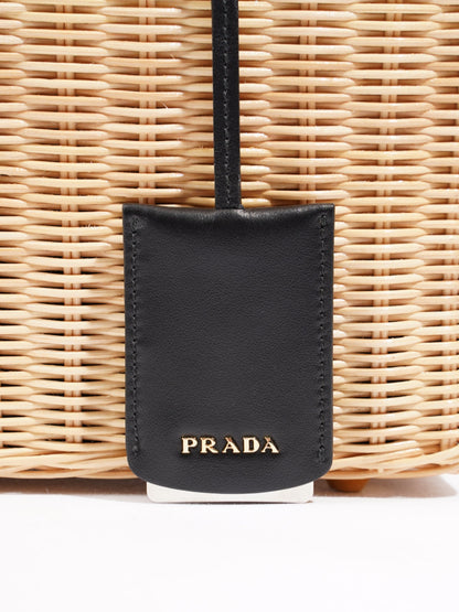 Prada Basket Bag Natural / Black Wicker