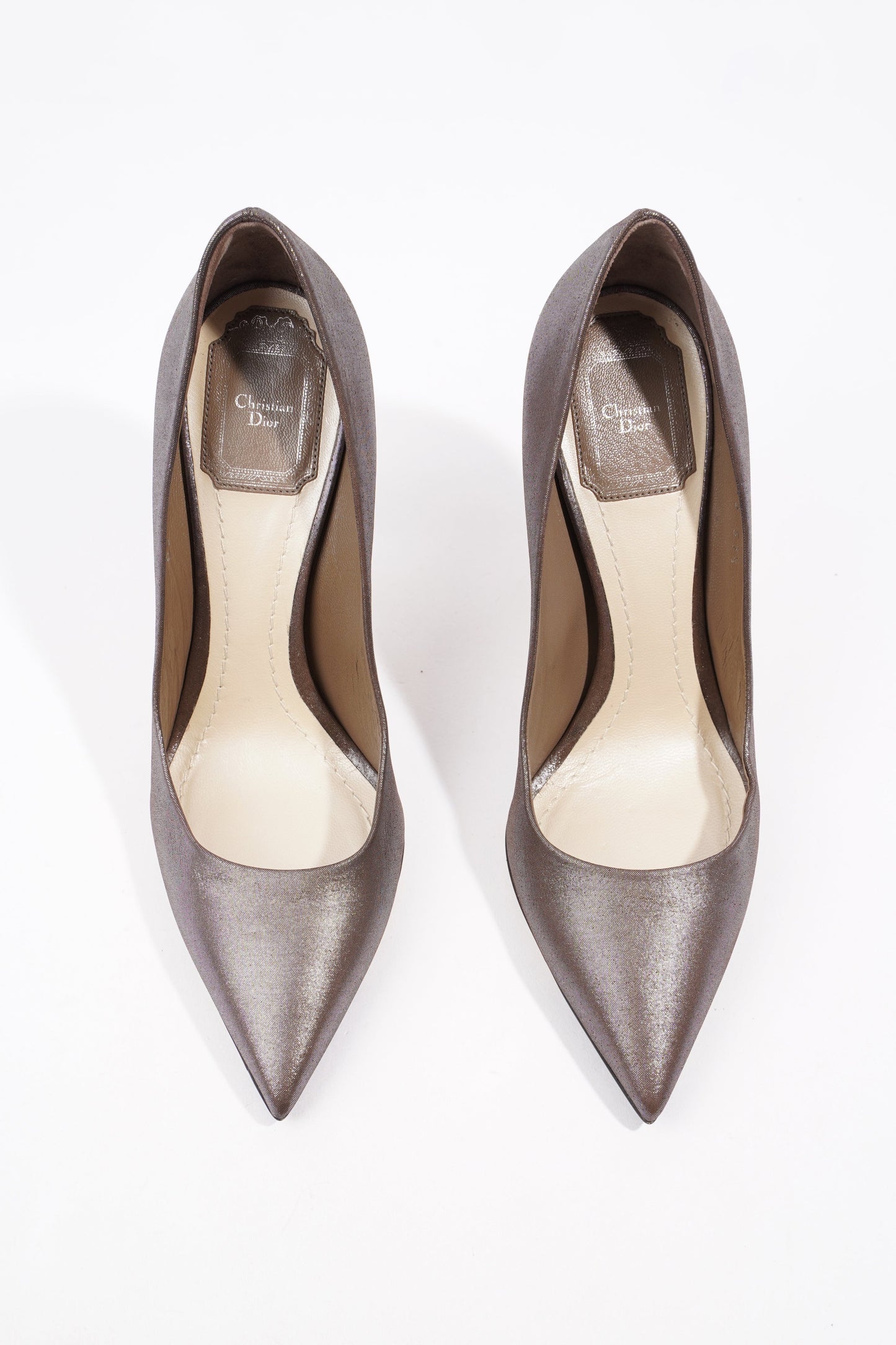 Christian Dior Bronze Heels 100 Bronze Canvas EU 37.5 UK 4.5