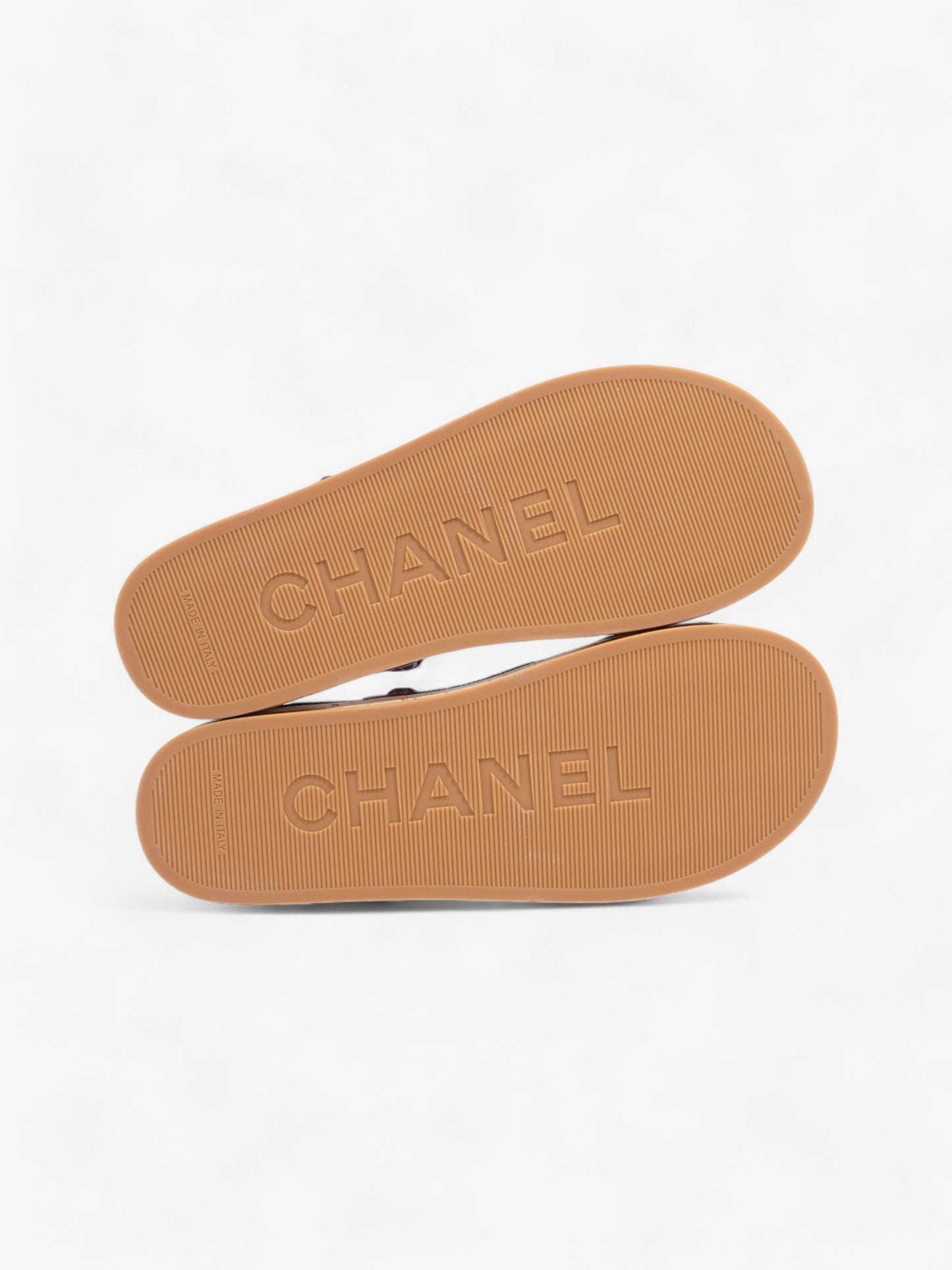 Chanel Dad Cord Sandals Red / Blue / Black Calfskin Leather EU 38 UK 5