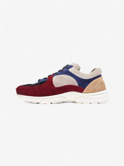 Chanel CC Logo Sneakers Maroon  / Black / Beige Suede EU 41 UK 8.5