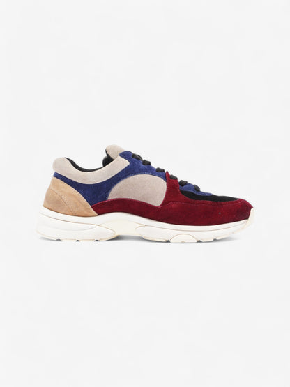 Chanel CC Logo Sneakers Maroon  / Black / Beige Suede EU 41 UK 8.5
