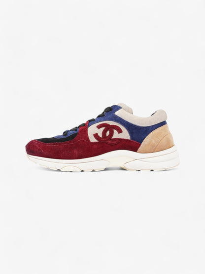 Chanel CC Logo Sneakers Maroon  / Black / Beige Suede EU 41 UK 8.5