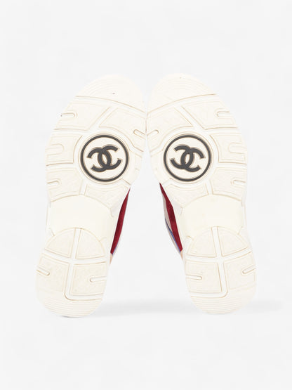 Chanel CC Logo Sneakers Maroon  / Black / Beige Suede EU 41 UK 8.5
