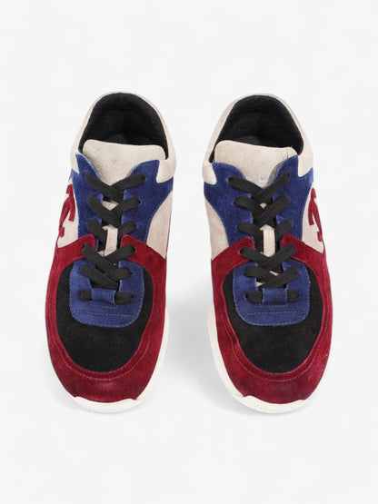 Chanel CC Logo Sneakers Maroon  / Black / Beige Suede EU 41 UK 8.5