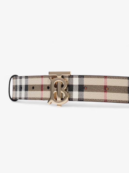 Burberry TB Belt Vintage Check / Light Gold Canvas Small - 87.5cm