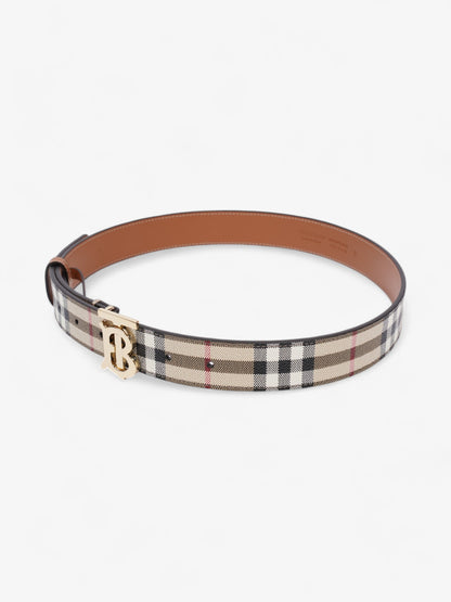 Burberry TB Belt Vintage Check / Light Gold Canvas Small - 87.5cm