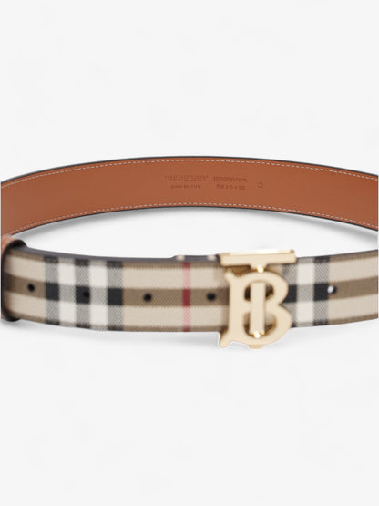 Burberry TB Belt Vintage Check / Light Gold Canvas Small - 87.5cm