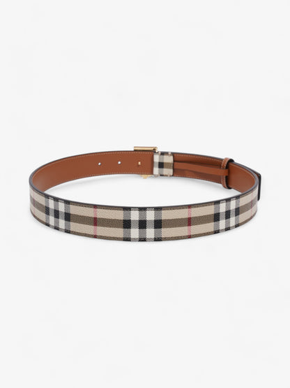 Burberry TB Belt Vintage Check / Light Gold Canvas Small - 87.5cm