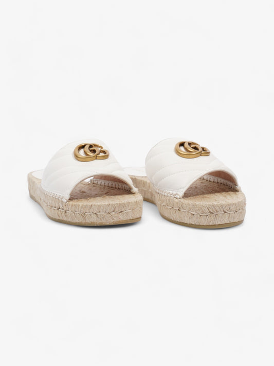 Gucci GG Marmont Espadrille Sandals White / Gold Leather EU 35.5 UK 2.5