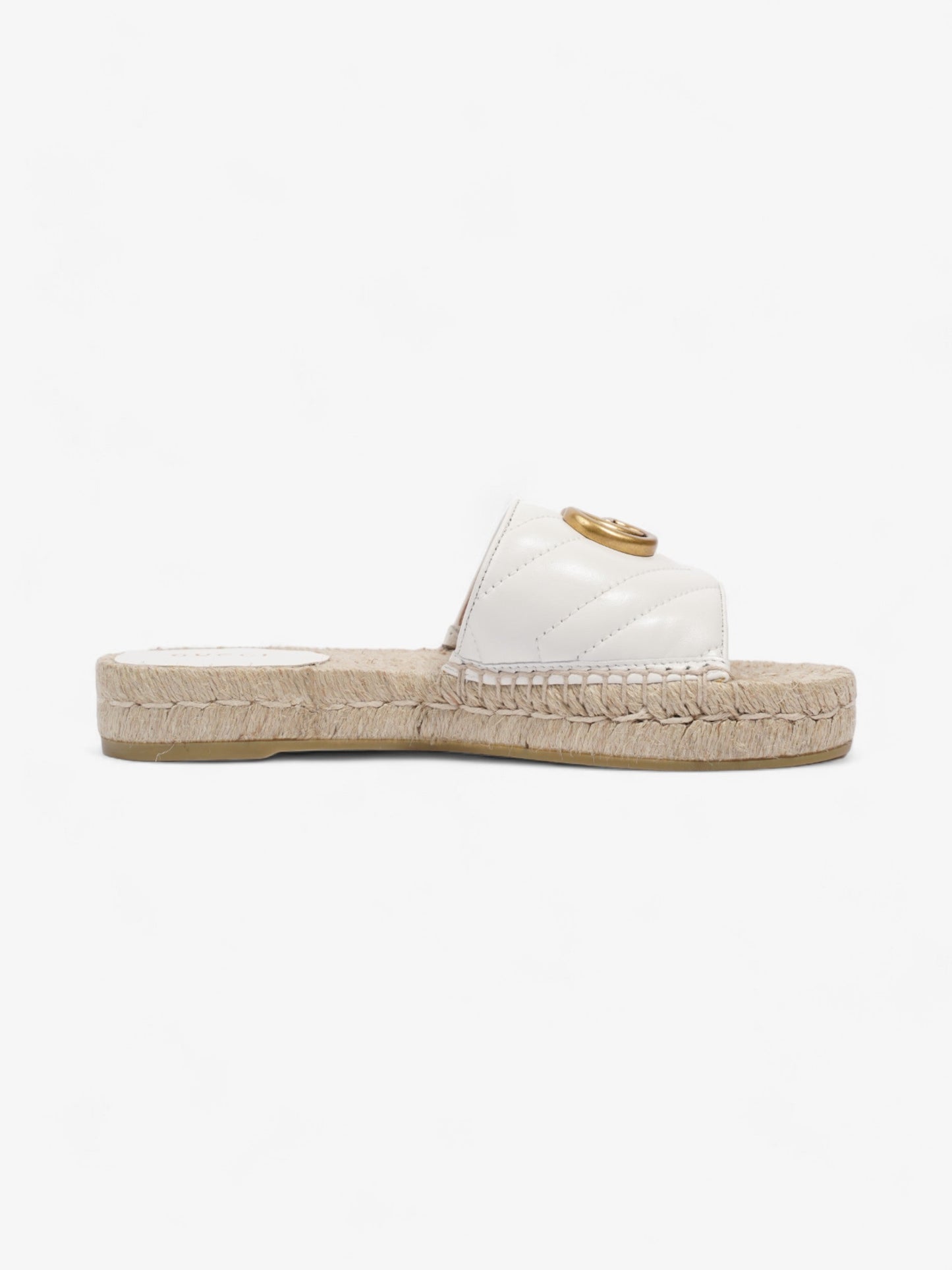 Gucci GG Marmont Espadrille Sandals White / Gold Leather EU 35.5 UK 2.5
