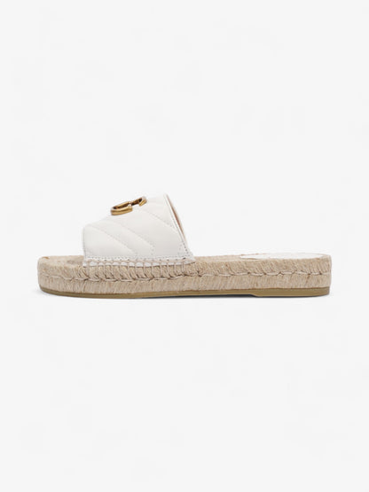 Gucci GG Marmont Espadrille Sandals White / Gold Leather EU 35.5 UK 2.5