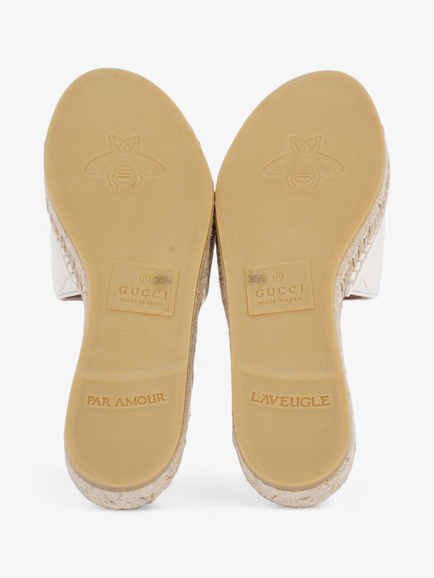 Gucci GG Marmont Espadrille Sandals White / Gold Leather EU 35.5 UK 2.5