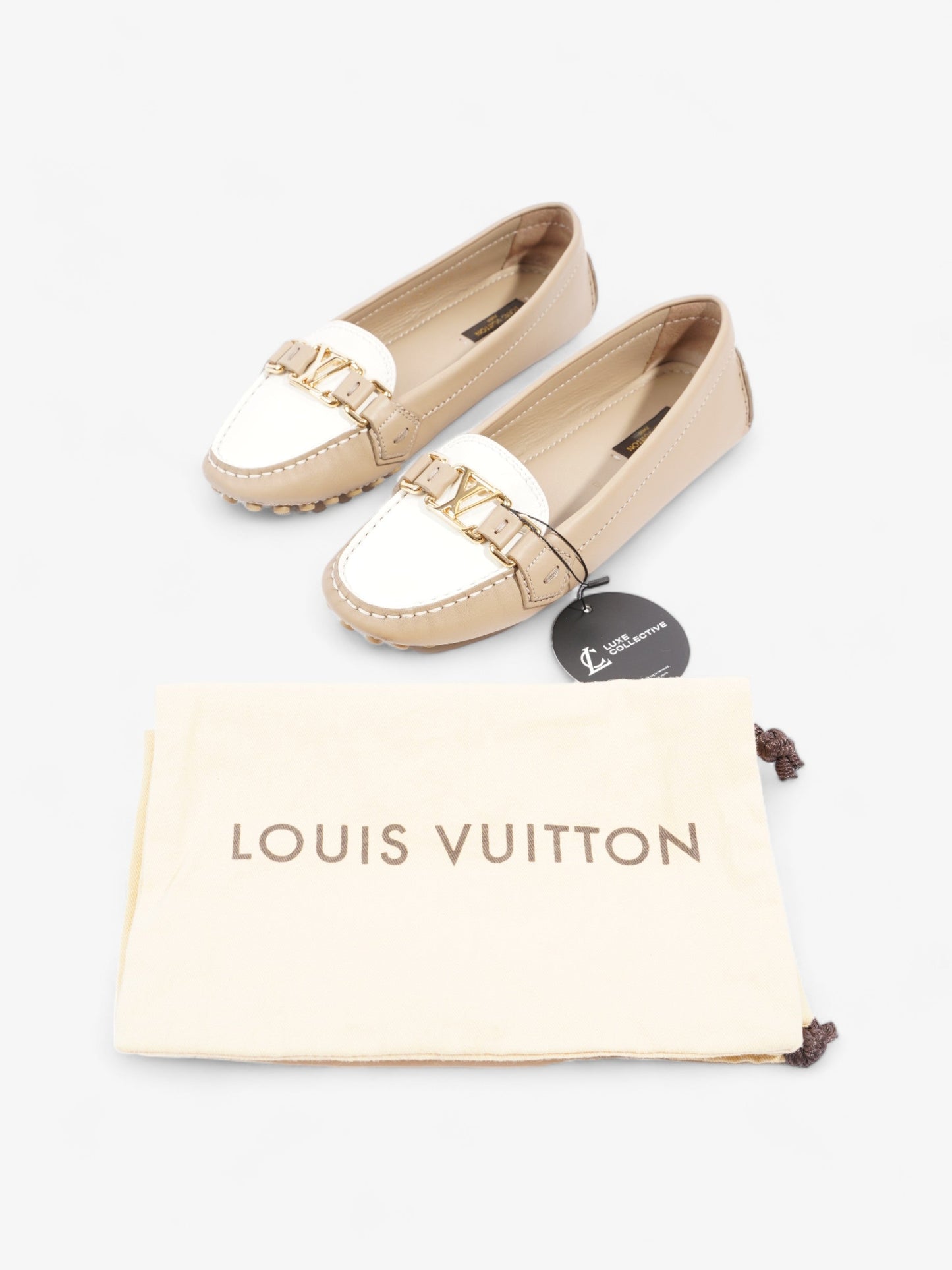 Louis Vuitton Driving Loafers Beige / White Leather EU 37 UK 4