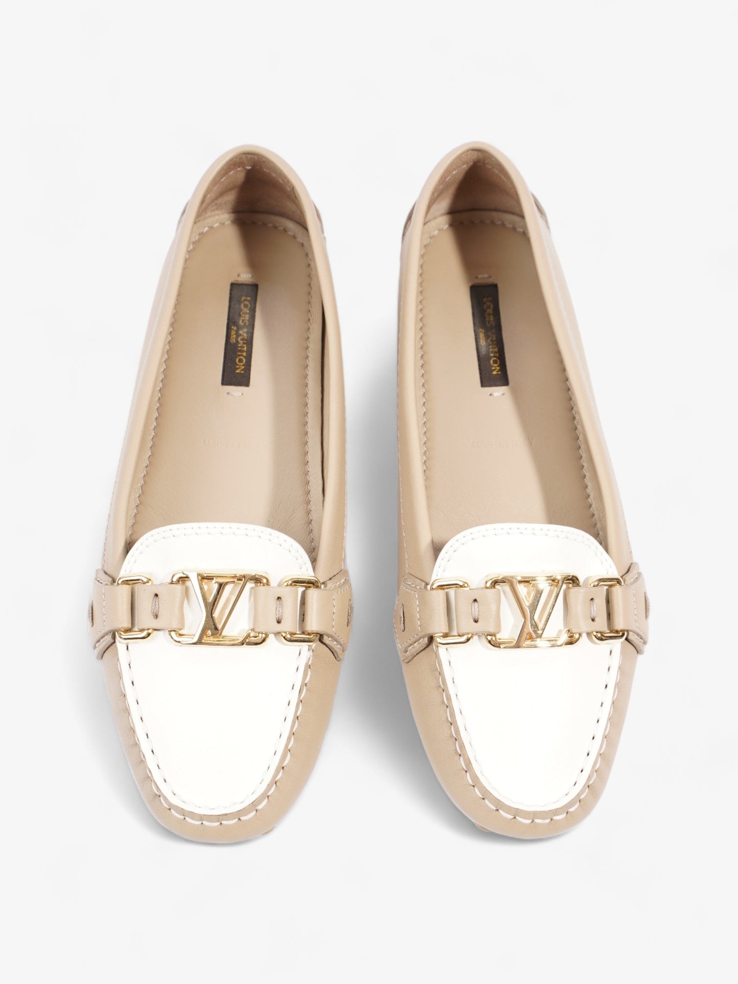 Louis Vuitton Driving Loafers Beige / White Leather EU 37 UK 4