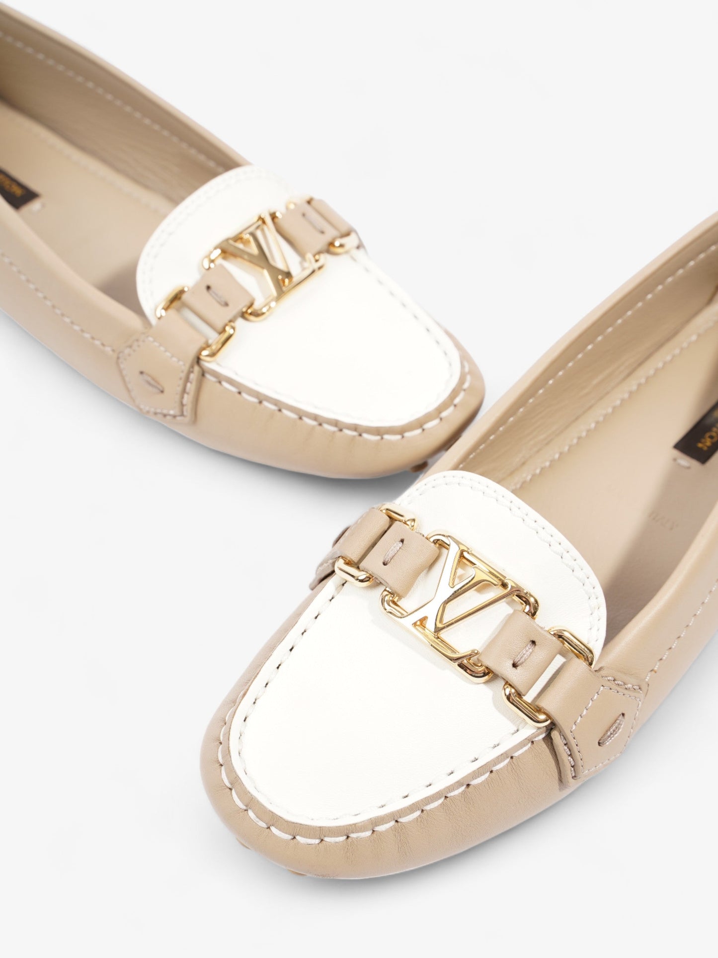 Louis Vuitton Driving Loafers Beige / White Leather EU 37 UK 4