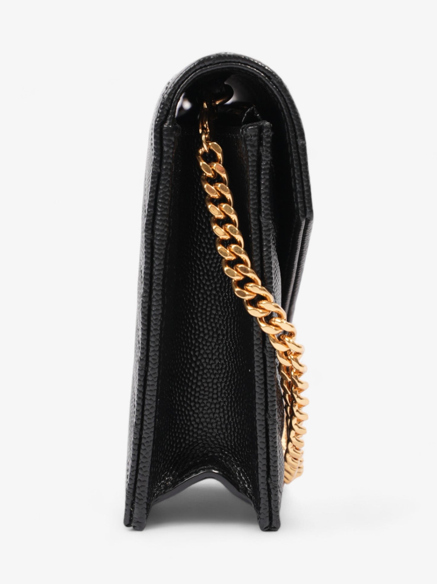 Saint Laurent Envelope Chain Wallet Black Grained Leather