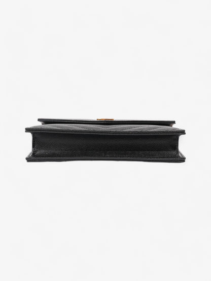 Saint Laurent Envelope Chain Wallet Black Grained Leather
