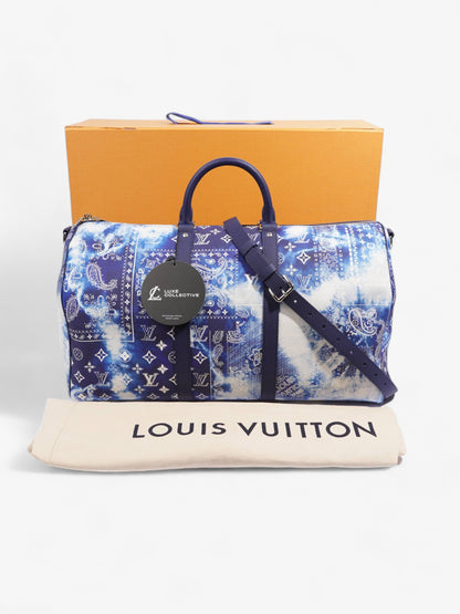 Louis Vuitton Limited Edition Bandana Keepall 50 Blue / White Leather