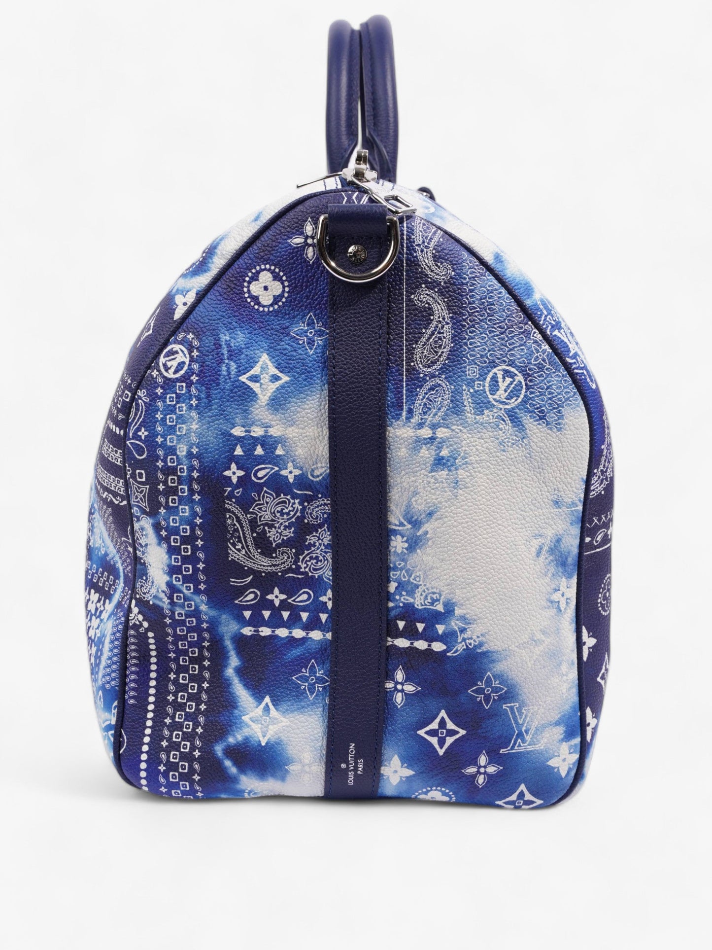 Louis Vuitton Limited Edition Bandana Keepall 50 Blue / White Leather