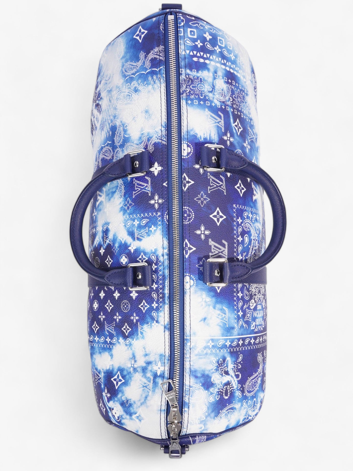 Louis Vuitton Limited Edition Bandana Keepall 50 Blue / White Leather