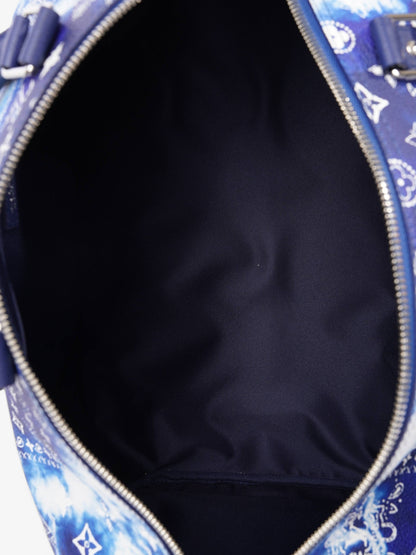 Louis Vuitton Limited Edition Bandana Keepall 50 Blue / White Leather