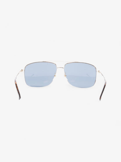 Gucci Square Framed Sunglasses Silver / Red / Blue Acetate 140mm